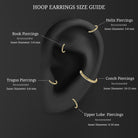 Multi Stone Huggie Hoop Earring for Helix Piercing Black Onyx - ( AAA ) - Quality - Jewel Pierce