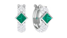 Emerald and Diamond Hoop Earring for Conch Piercing Emerald - ( AAA ) - Quality - Jewel Pierce