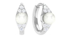 Real Freshwater Pearl and Diamond Hoop Earring Freshwater Pearl - ( AAA ) - Quality - Jewel Pierce