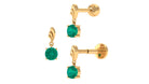 Minimal Emerald Drop Earring for Tragus Piercing Emerald - ( AAA ) - Quality - Jewel Pierce