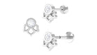 Simple Lotus Floral Earring with Round Diamond Diamond - ( HI-SI ) - Color and Clarity - Jewel Pierce