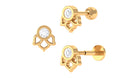 Simple Lotus Floral Earring with Round Diamond Diamond - ( HI-SI ) - Color and Clarity - Jewel Pierce